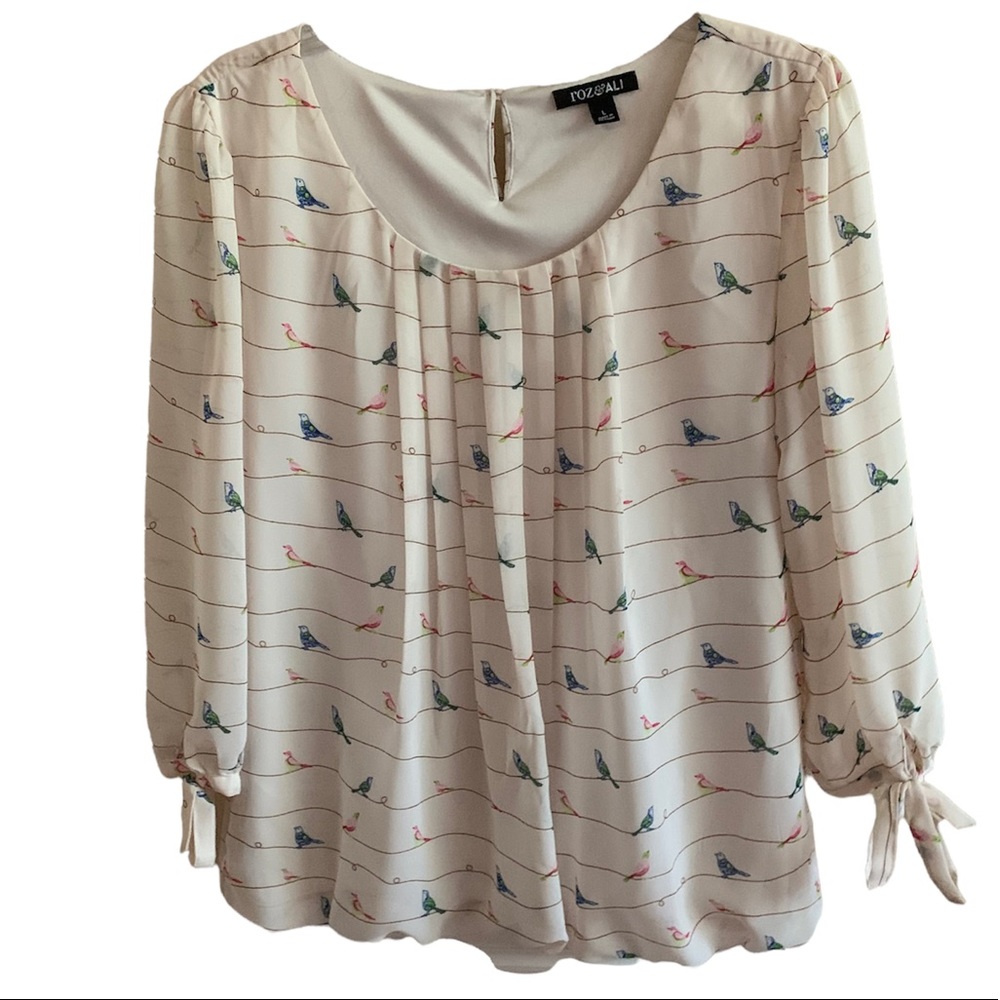 Cream colored Blouse with birds